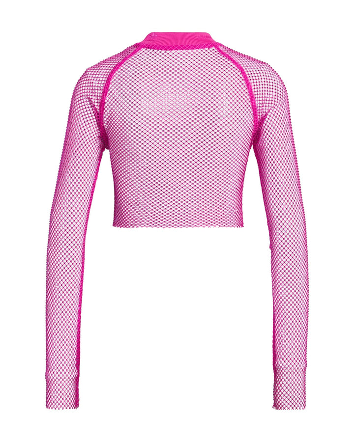ADIDAS WOMEN'S CRYSTAL MESH TOP X IVY PARK SHOCK PINK - חולצת רשת אדידס איבי פארק ורוד פוקסיה לנשים - תמונה 2
