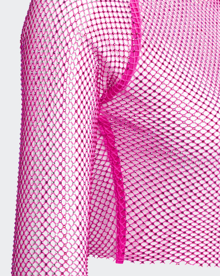 ADIDAS WOMEN'S CRYSTAL MESH TOP X IVY PARK SHOCK PINK - חולצת רשת אדידס איבי פארק ורוד פוקסיה לנשים - תמונה 4