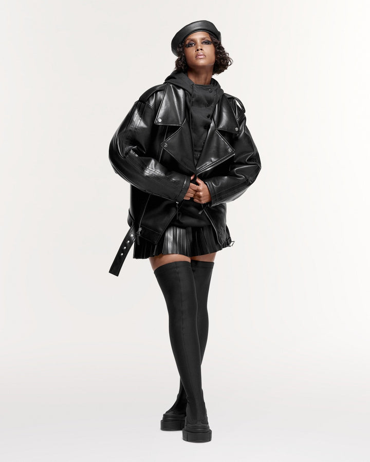ADIDAS UNISEX MOTO TOUR JACKET X IVY PARK BLACK - ז׳קט אופנוענים אדידס איבי פארק שחור יוניסקס - תמונה 5