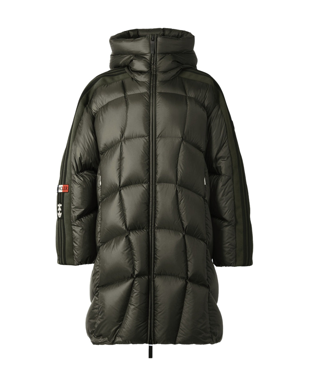 ADIDAS WOMEN'S BONNEVAL COCOON PUFFER X MONCLER NIGHT CARGO - מעיל פוך אדידס מונקלר בונבל ירוק זית כהה לנשים - תמונה 1