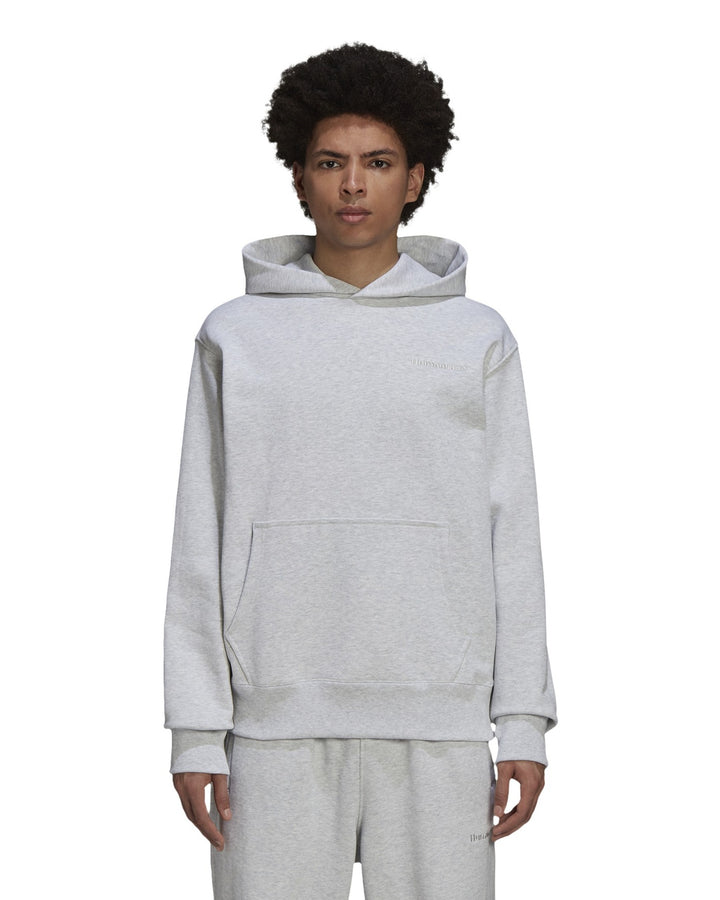 ADIDAS UNISEX BASICS HOODIE X PHARRELL WILLIAMS LIGHT GREY HEATHER - קפוצ׳ון אדידס פארל וויליאמס אפור בהיר מלאנז׳ יוניסקס - תמונה 5