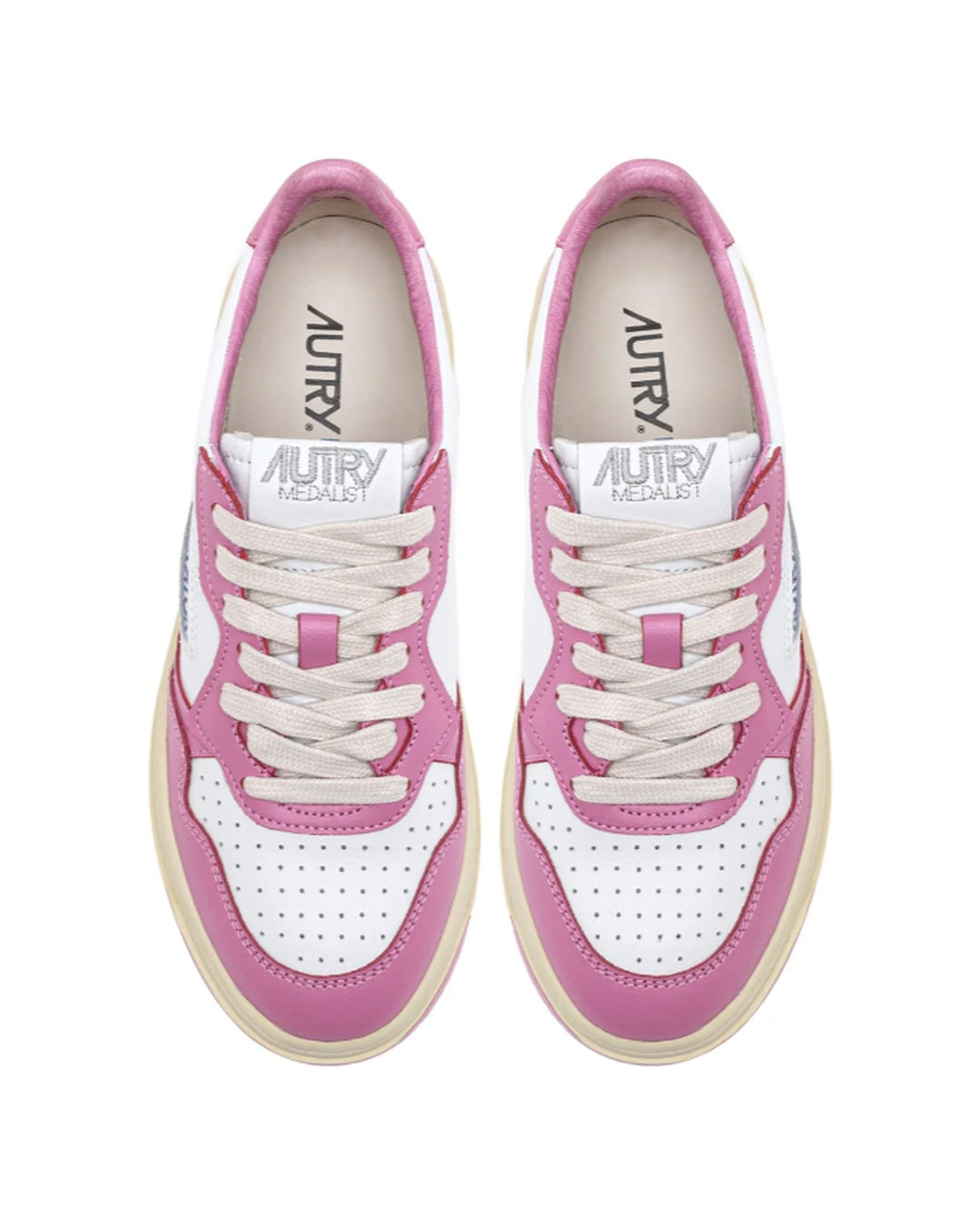 AUTRY WOMEN'S MEDALIST LOW BICOLOR WHITE MAUVE סניקרס אוטרי מדליסט לבן ורוד לנשים