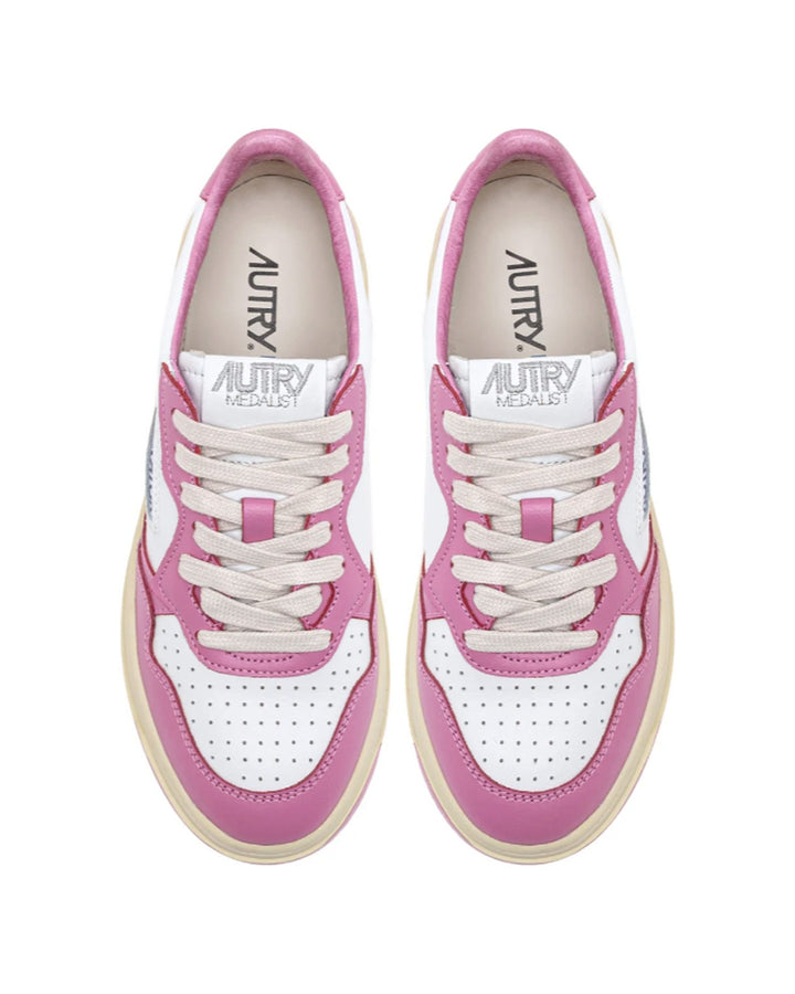 AUTRY WOMEN'S MEDALIST LOW BICOLOR WHITE MAUVE סניקרס אוטרי מדליסט לבן ורוד לנשים