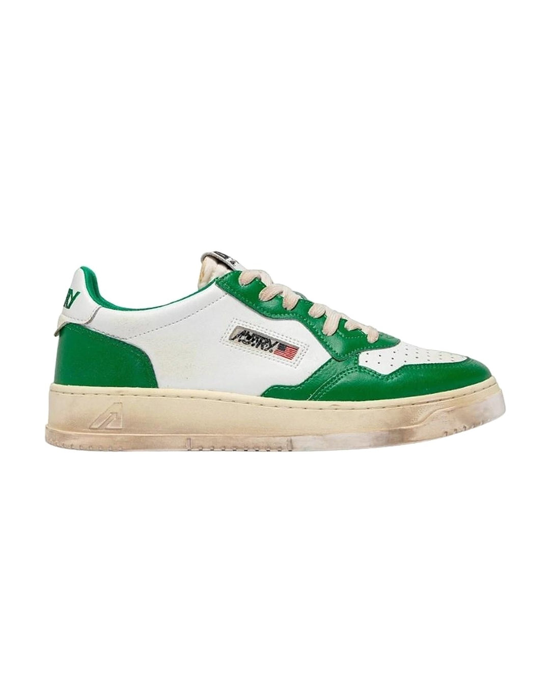 AUTRY MEN'S MEDALIST LOW SUPER VINTAGE WHITE GREEN סניקרס אוטרי מדליסט סופר וינטג׳ לבן ירוק לגברים