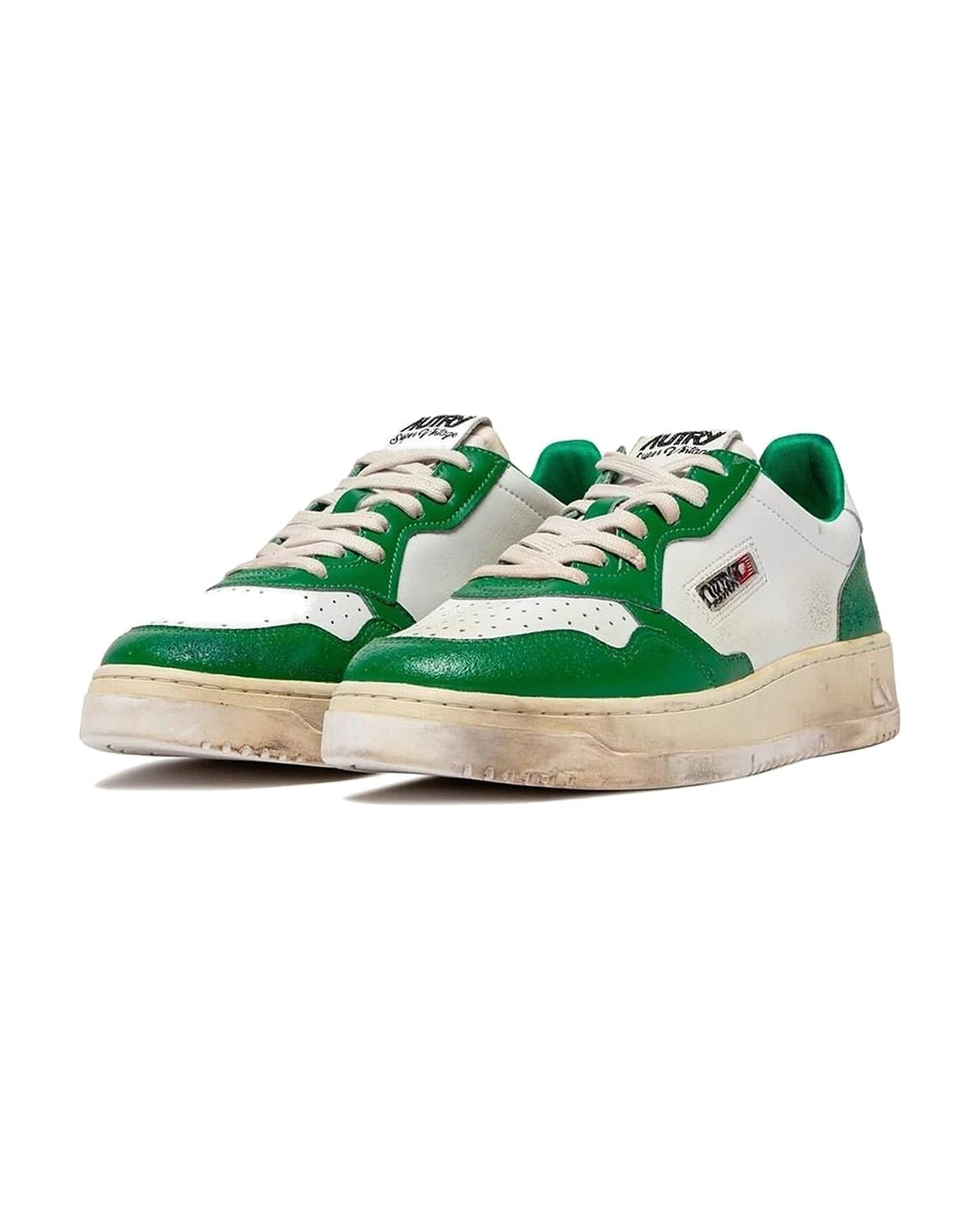 AUTRY MEN'S MEDALIST LOW SUPER VINTAGE WHITE GREEN סניקרס אוטרי מדליסט סופר וינטג׳ לבן ירוק לגברים