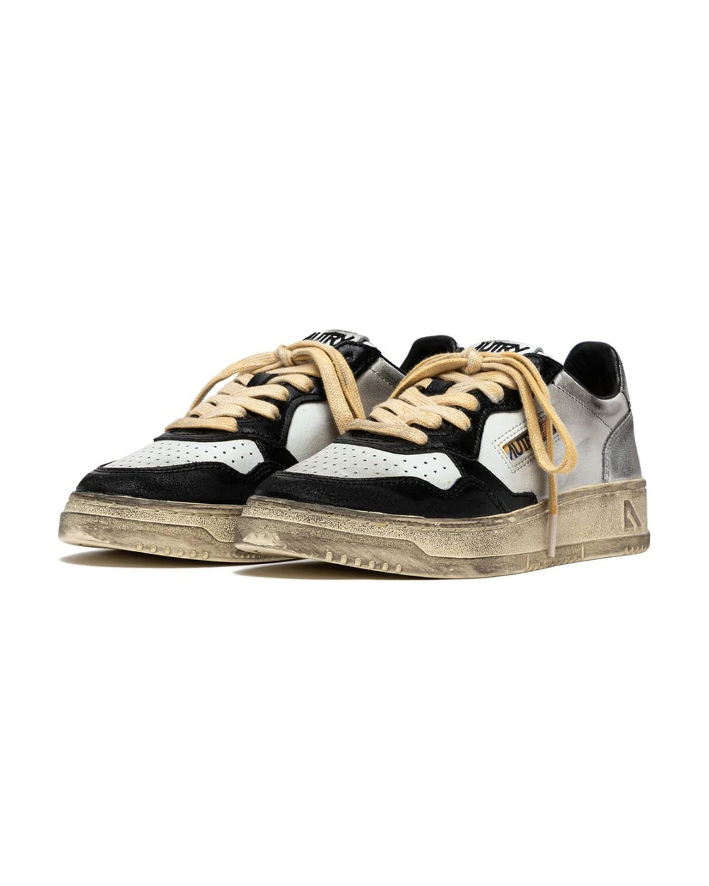 AUTRY MEN'S MEDALIST LOW SUPER VINTAGE WHITE BLACK SILVER