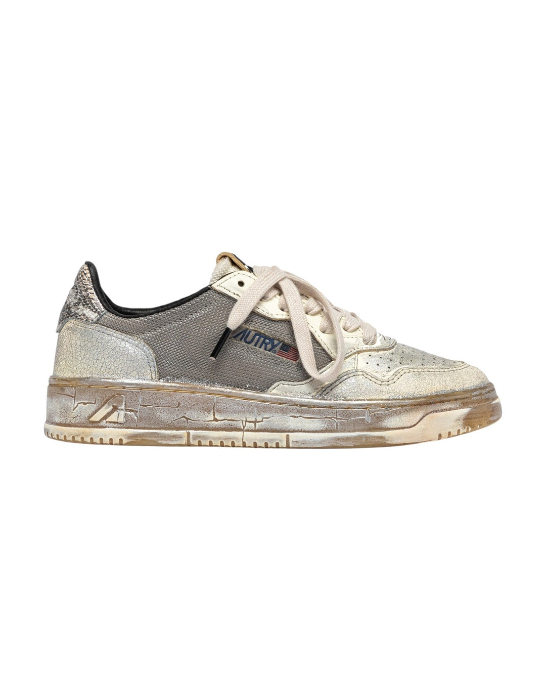 AUTRY WOMEN'S MEDALIST LOW SUPER VINTAGE SILVER GREY סניקרס אוטרי מדליסט סופר וינטג׳ כסוף אפור לנשים