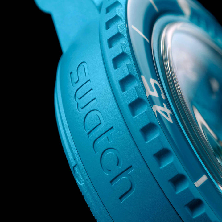 Blancpain x Swatch Scuba Fifty Fathoms Blue Lagoon SO35L400 - שעון צלילה בלנפן סווטש בלו לגון - תמונה 9