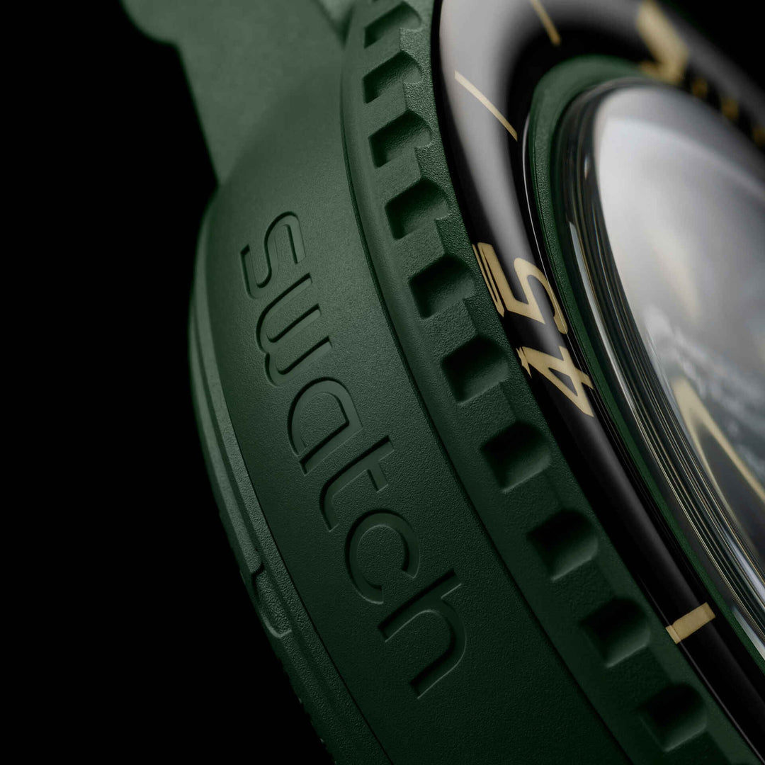 Blancpain x Swatch Scuba Fifty Fathoms Green Abyss SO35G100 - שעון צלילה בלנפן סווטש גרין אביס - תמונה 10
