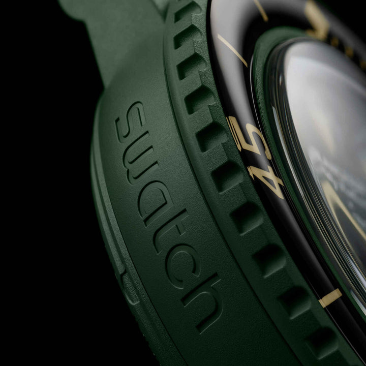 Blancpain x Swatch Scuba Fifty Fathoms Green Abyss SO35G100 - שעון צלילה בלנפן סווטש גרין אביס - תמונה 10