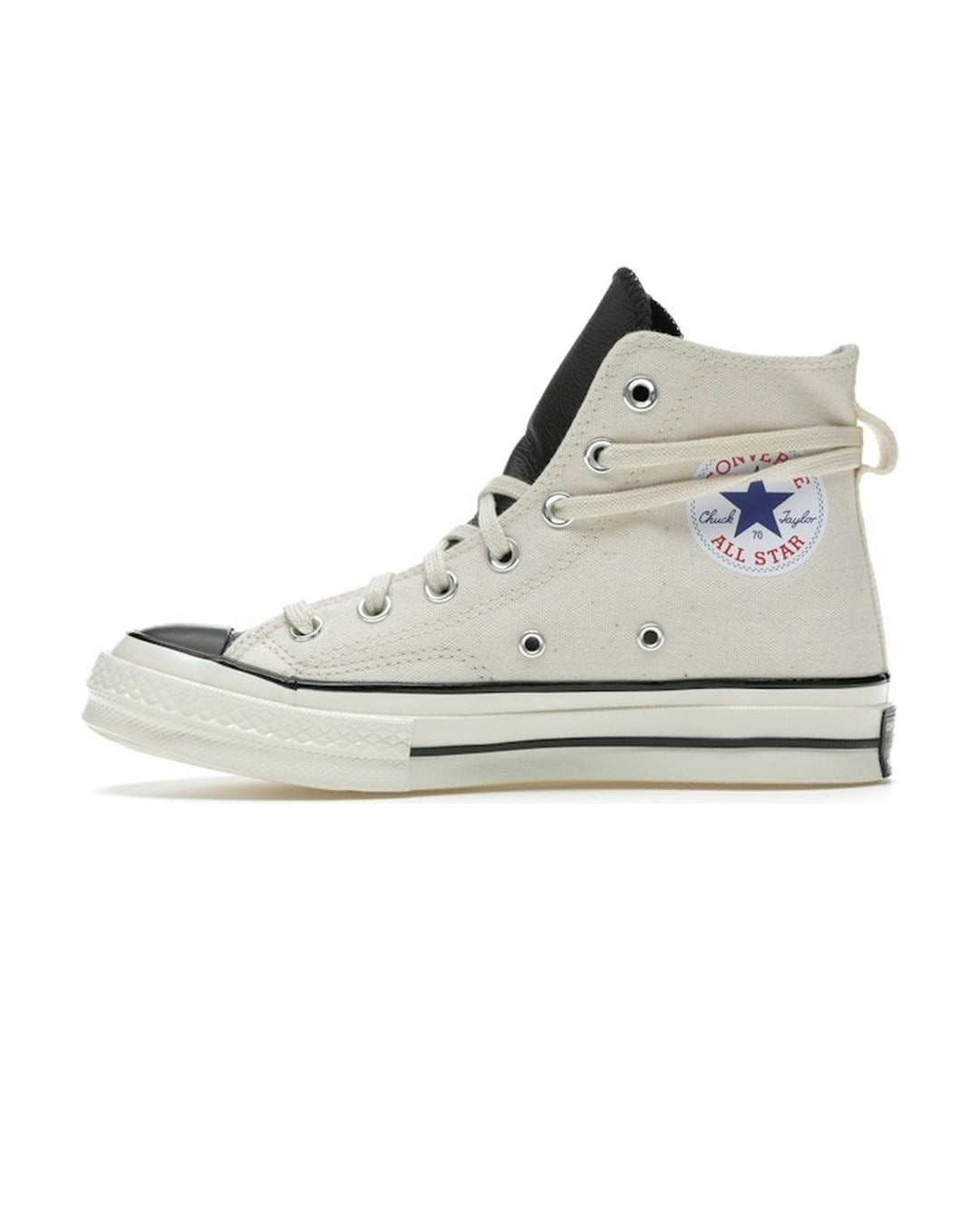 CONVERSE UNISEX CHUCK 70 HI X FEAR OF GOD ESSENTIALS NATURAL IVORY - סניקרס קונברס צ׳אק 70 פיר אוף גוד אסנשלס שמנת ושחור יוניסקס - תמונה 2