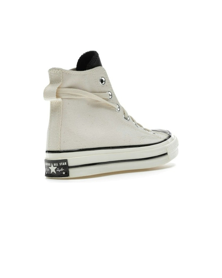 CONVERSE UNISEX CHUCK 70 HI X FEAR OF GOD ESSENTIALS NATURAL IVORY - סניקרס קונברס צ׳אק 70 פיר אוף גוד אסנשלס שמנת ושחור יוניסקס - תמונה 4