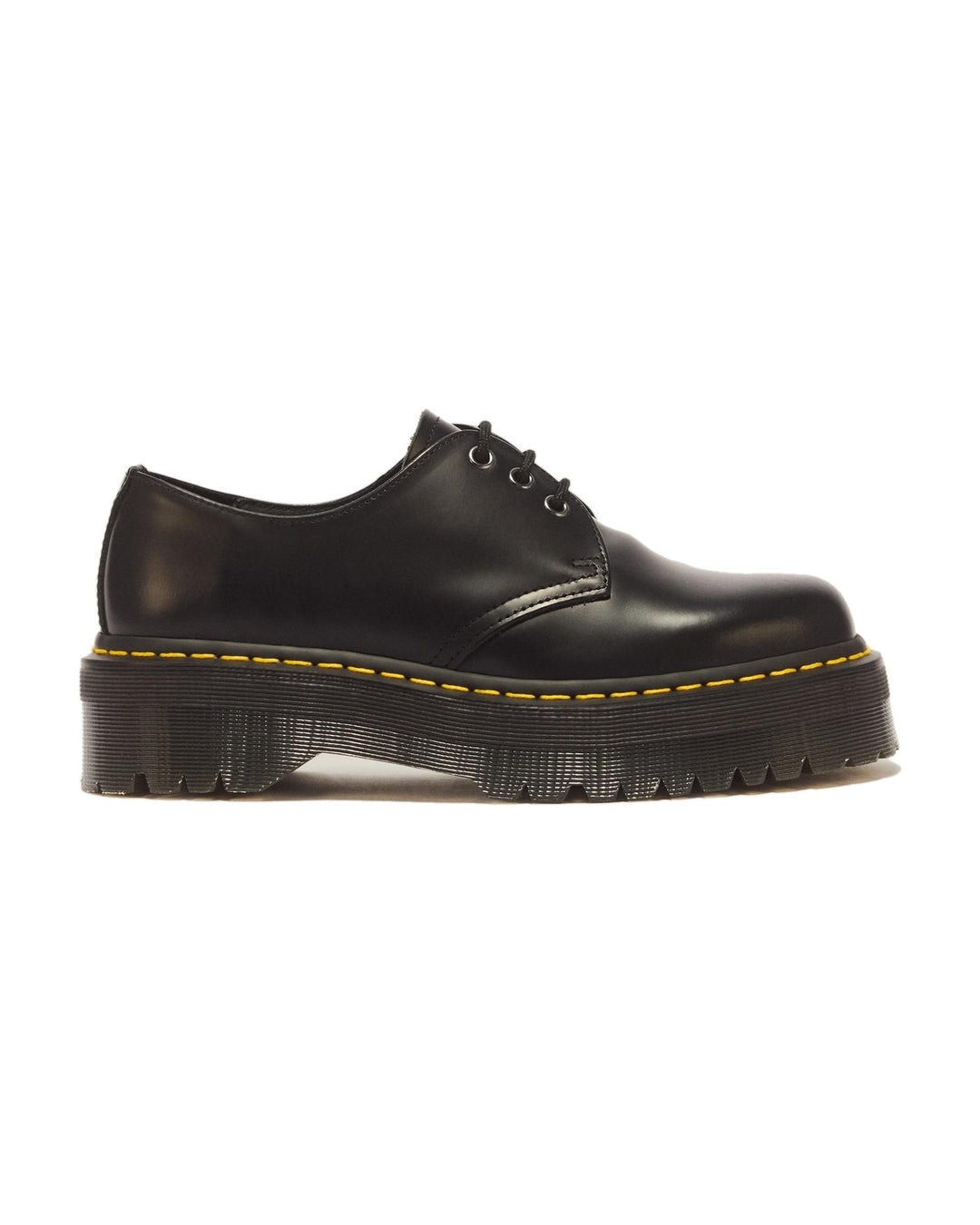 DR. MARTENS UNISEX 1461 QUAD BLACK POLISHED SMOOTH - נעלי פלטפורמה ד״ר מרטינס 1461 קוואד שחור יוניסקס - תמונה 1