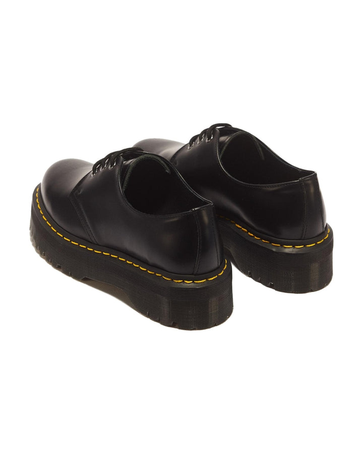 DR. MARTENS UNISEX 1461 QUAD BLACK POLISHED SMOOTH - נעלי פלטפורמה ד״ר מרטינס 1461 קוואד שחור יוניסקס - תמונה 3