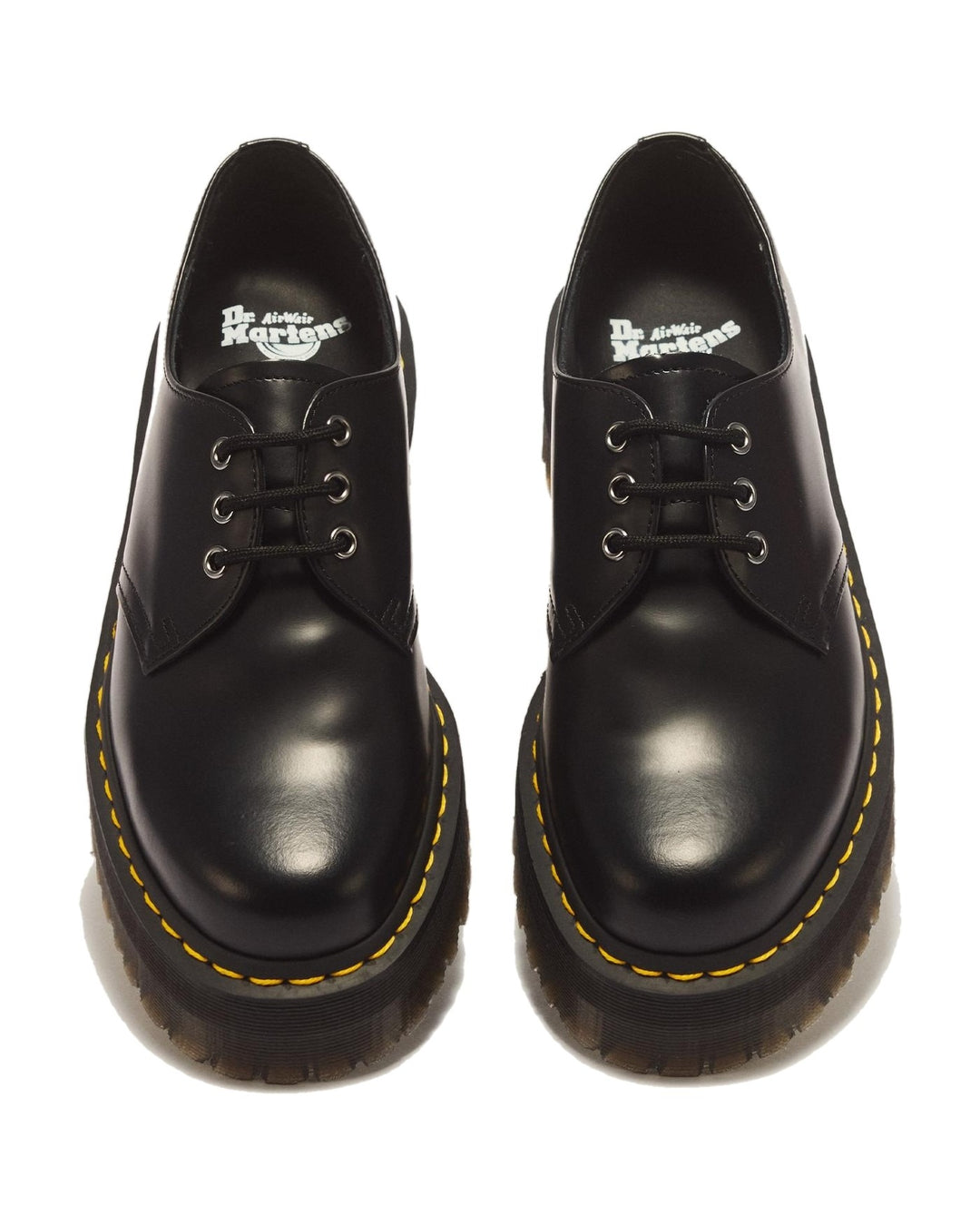 DR. MARTENS UNISEX 1461 QUAD BLACK POLISHED SMOOTH - נעלי פלטפורמה ד״ר מרטינס 1461 קוואד שחור יוניסקס - תמונה 4