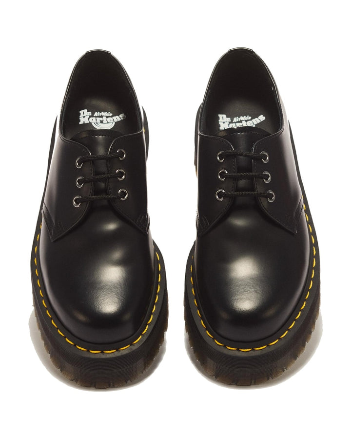 DR. MARTENS UNISEX 1461 QUAD BLACK POLISHED SMOOTH - נעלי פלטפורמה ד״ר מרטינס 1461 קוואד שחור יוניסקס - תמונה 4