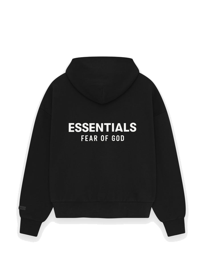 ESSENTIALS MEN'S CLASSIC FIT FLEECE HOODIE JET BLACK קפוצ׳ון אסנשלס קלאסיק פיט שחור לגברים - תמונה 2