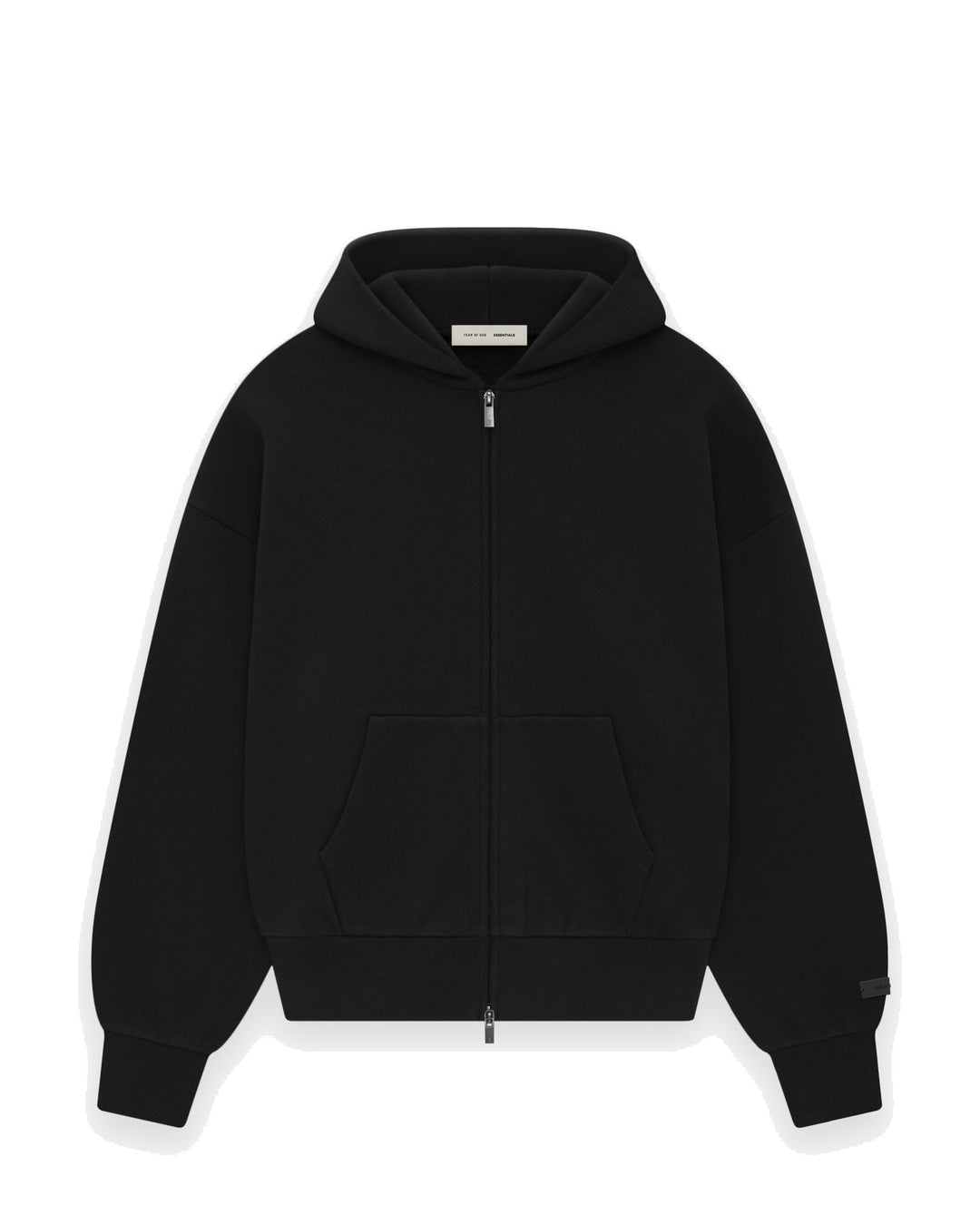 ESSENTIALS MEN'S CLASSIC FIT FLEECE ZIP-UP HOODIE JET BLACK קפוצ׳ון רוכסן אסנשלס קלאסיק פיט שחור לגברים - תמונה 1