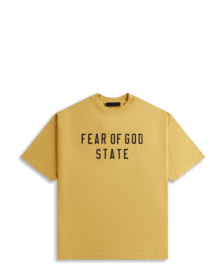 ESSENTIALS MEN'S HEAVY CREWNECK T-SHIRT AMBER חולצת טי אסנשלס הבי קרו-נק ענבר לגברים - תמונה 1