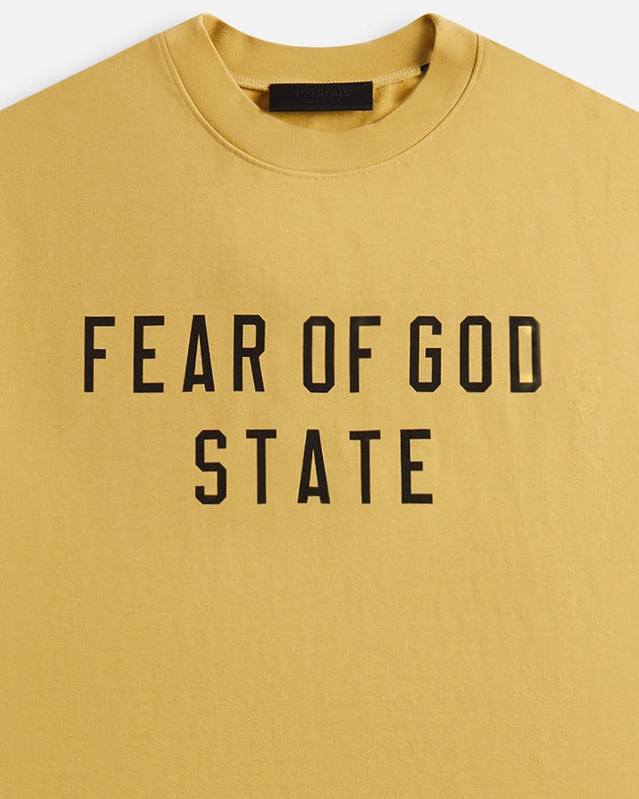ESSENTIALS MEN'S HEAVY CREWNECK T-SHIRT AMBER חולצת טי אסנשלס הבי קרו-נק ענבר לגברים - תמונה 3