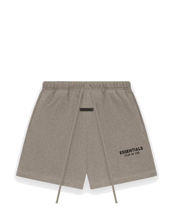 ESSENTIALS MEN'S SOCCER FLEECE SHORTS HOMESTEAD HEATHER מכנס קצר אסנשלס סוקר פליס חום-אפור מלאנז׳ לגברים - תמונה 1
