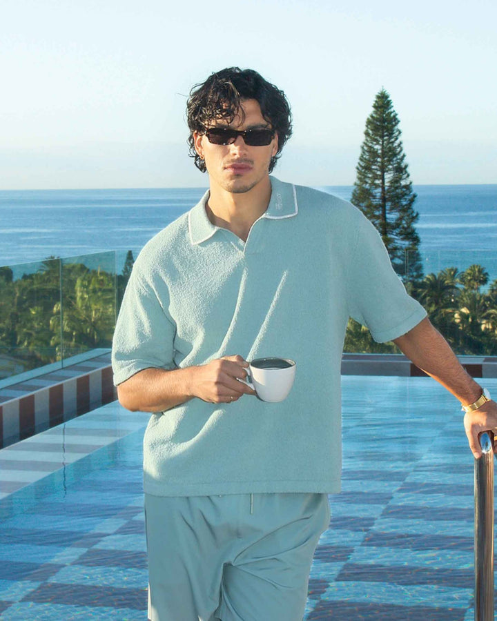 HOMIES MARBELLA UNISEX BOUCLE POLO VINTAGE TEAL