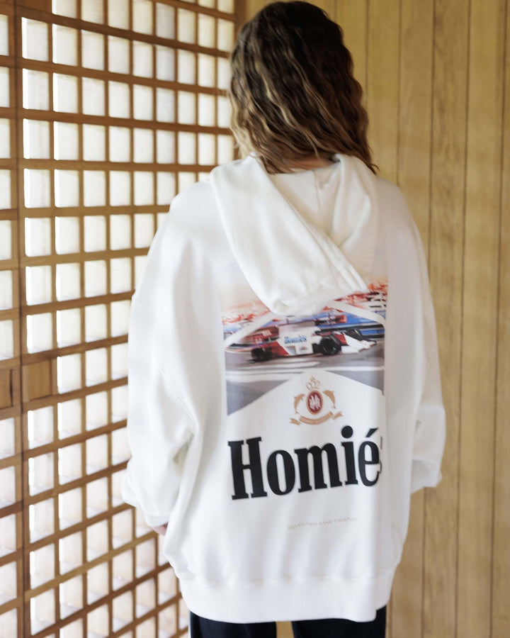 HOMIES MARBELLA UNISEX RACING LIMITED HOODIE VINTAGE WHITE