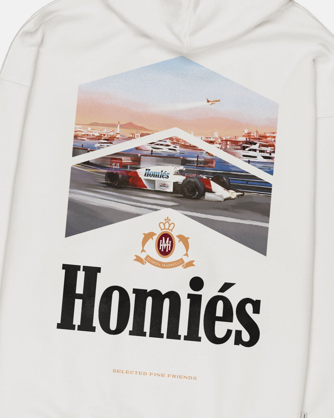 HOMIES MARBELLA UNISEX RACING LIMITED HOODIE VINTAGE WHITE