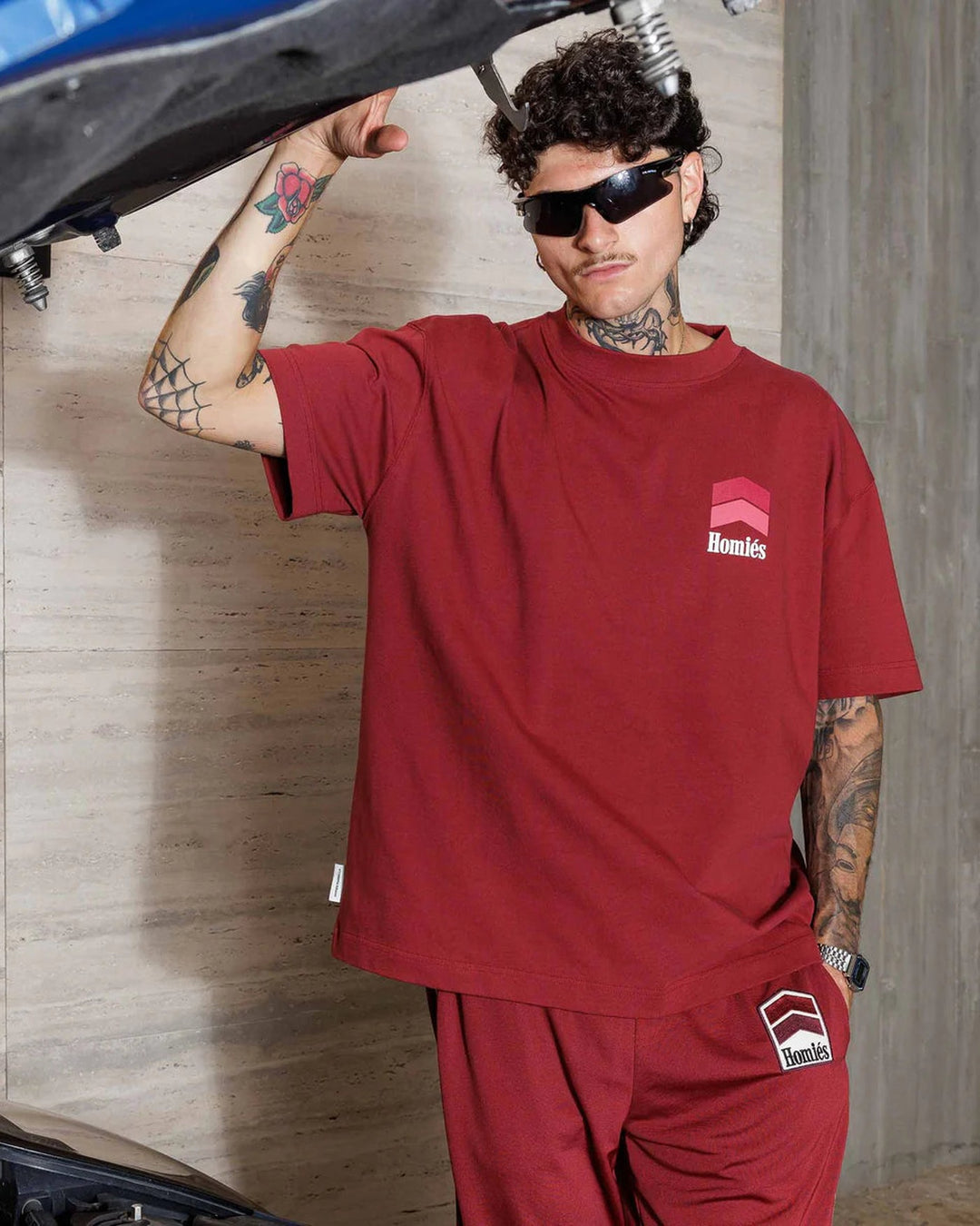 HOMIES MARBELLA UNISEX RACING T-SHIRT BURGUNDY