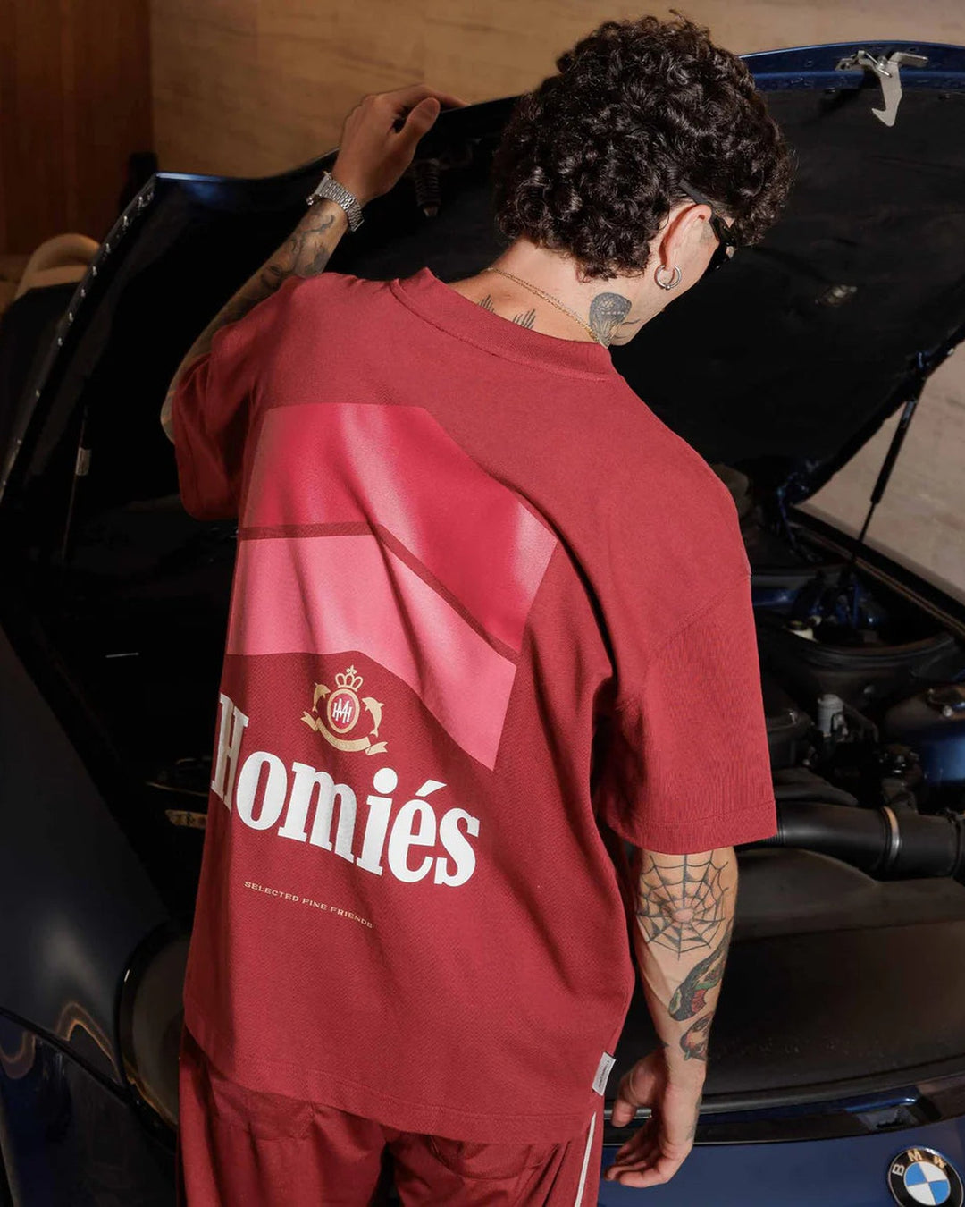 HOMIES MARBELLA UNISEX RACING T-SHIRT BURGUNDY