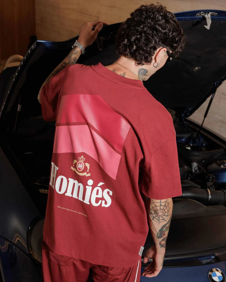 HOMIES MARBELLA UNISEX RACING T-SHIRT BURGUNDY