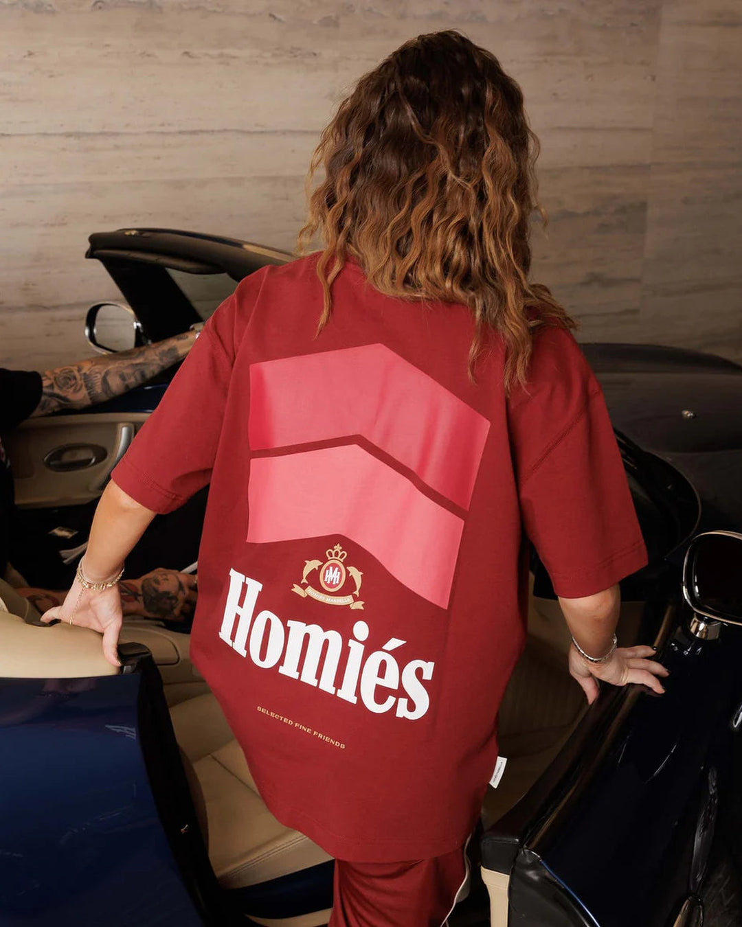 HOMIES MARBELLA UNISEX RACING T-SHIRT BURGUNDY