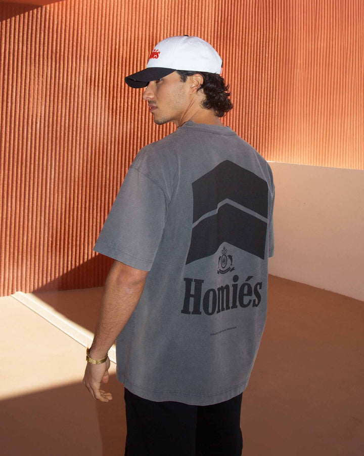 HOMIES MARBELLA UNISEX RACING T-SHIRT VINTAGE GREY