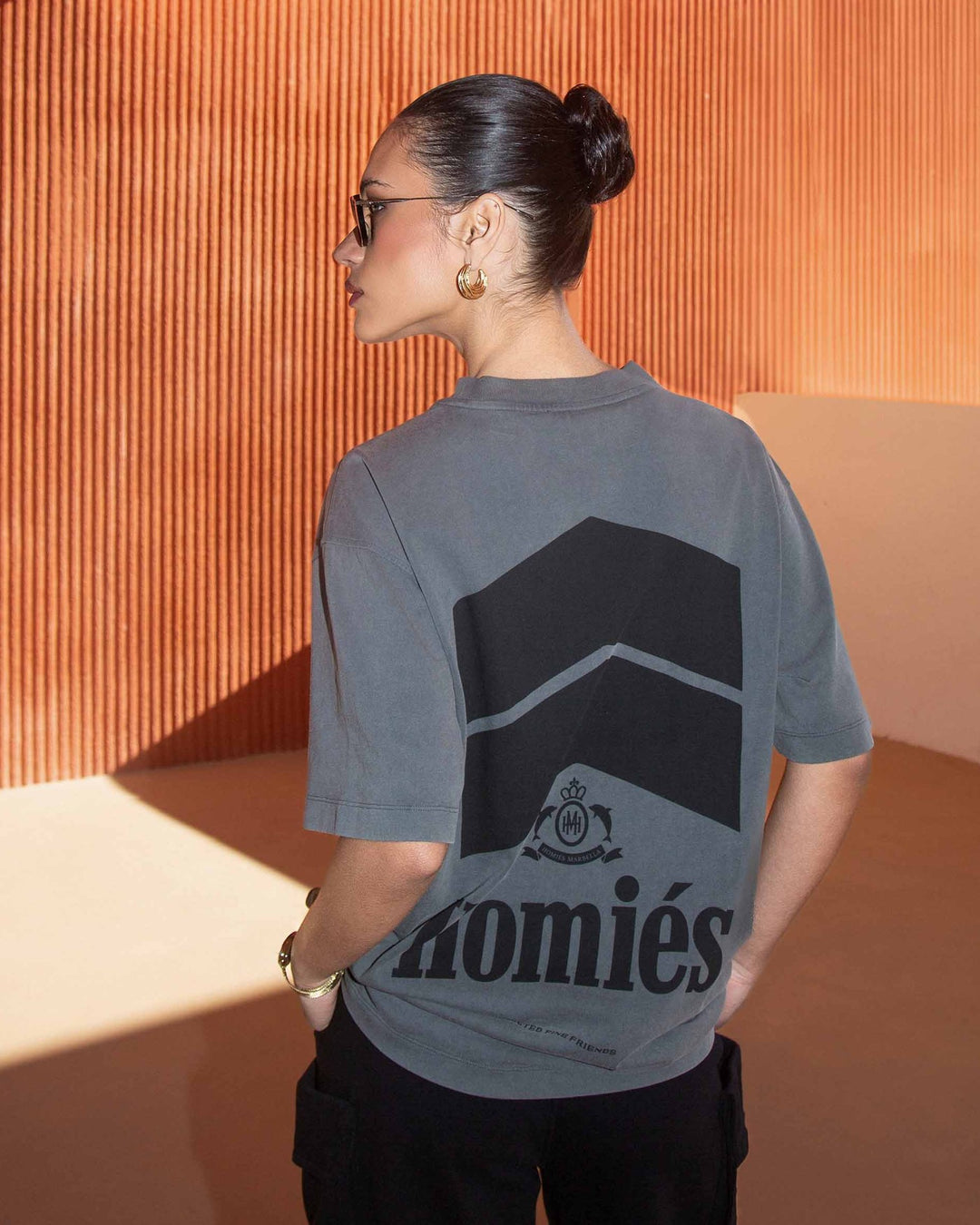 HOMIES MARBELLA UNISEX RACING T-SHIRT VINTAGE GREY