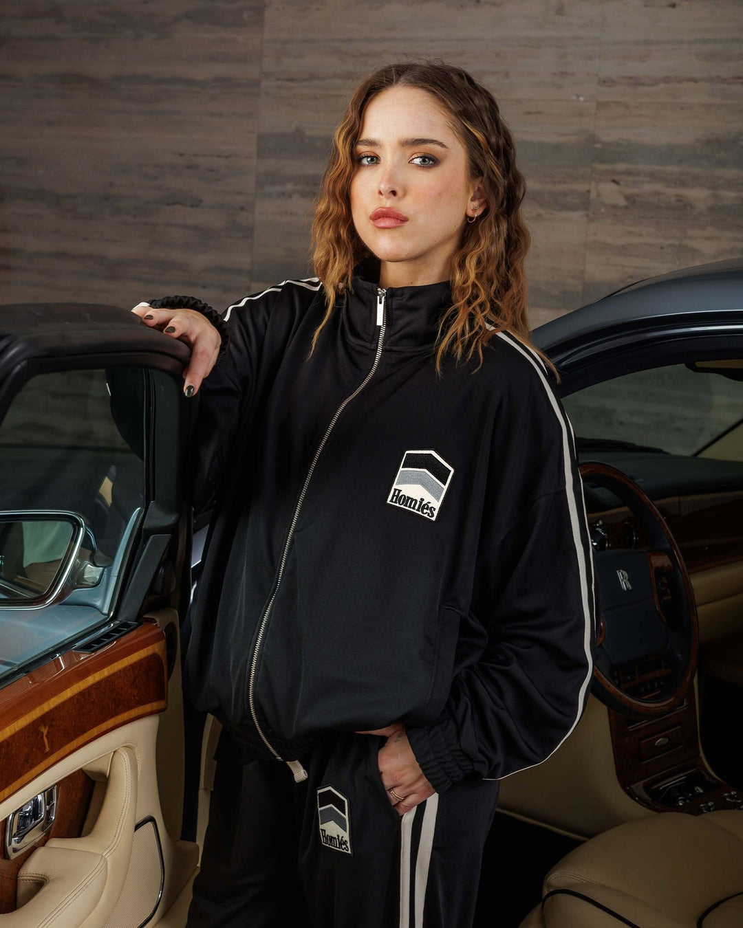 HOMIES MARBELLA UNISEX RACING TRACK JACKET BLACK