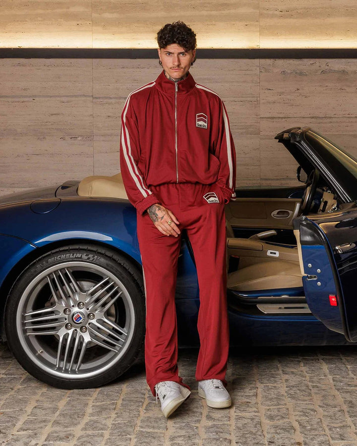 HOMIES MARBELLA UNISEX RACING TRACK PANTS BURGUNDY