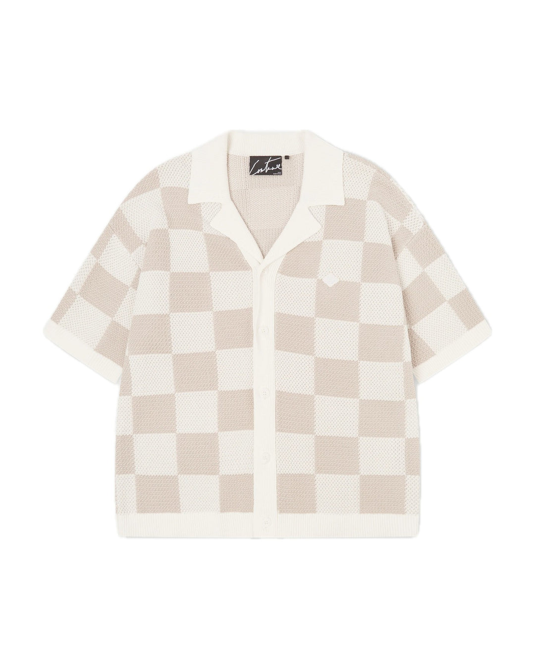 KNITTED CHECKERBOARD SHIRT OFF WHITE
