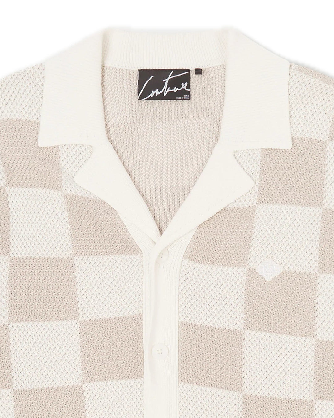 KNITTED CHECKERBOARD SHIRT OFF WHITE
