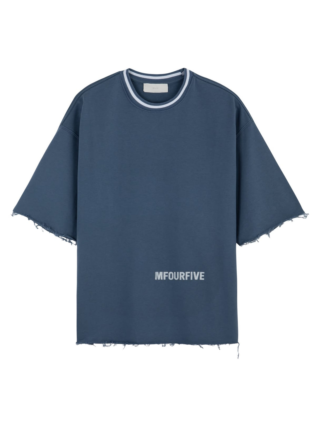 MFOURFIVE Slate Blue Raw Edge Oversized Tee