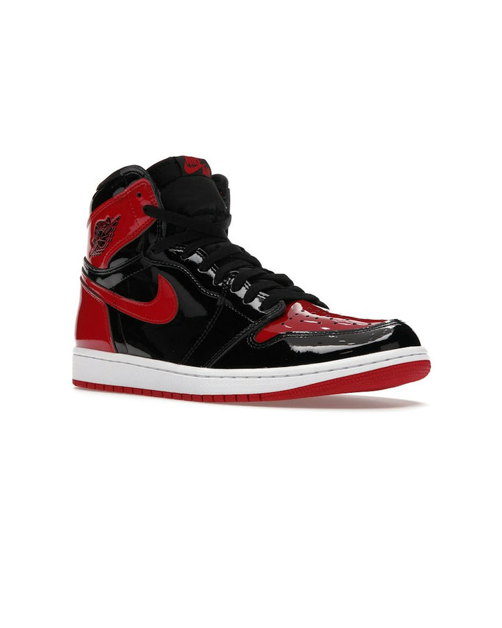 NIKE MEN'S AIR JORDAN 1 HIGH OG PATENT BRED סניקרס נייקי אייר ג׳ורדן 1 היי לק שחור ואדום לגברים