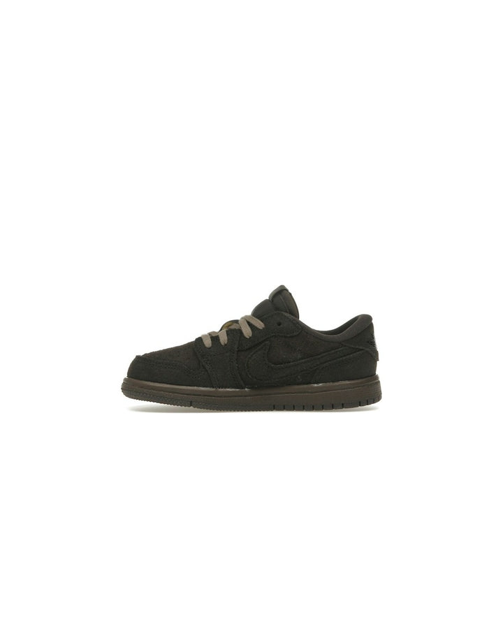 NIKE KIDS' AIR JORDAN 1 LOW OG TD X TRAVIS SCOTT VELVET BROWN - סניקרס תינוקות נייקי אייר ג׳ורדן 1 לואו טראוויס סקוט חום - מידות תינוקות 16-27 - תמונה 2