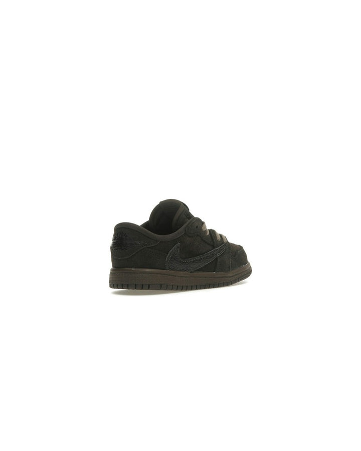 NIKE KIDS' AIR JORDAN 1 LOW OG TD X TRAVIS SCOTT VELVET BROWN - סניקרס תינוקות נייקי אייר ג׳ורדן 1 לואו טראוויס סקוט חום - מידות תינוקות 16-27 - תמונה 4