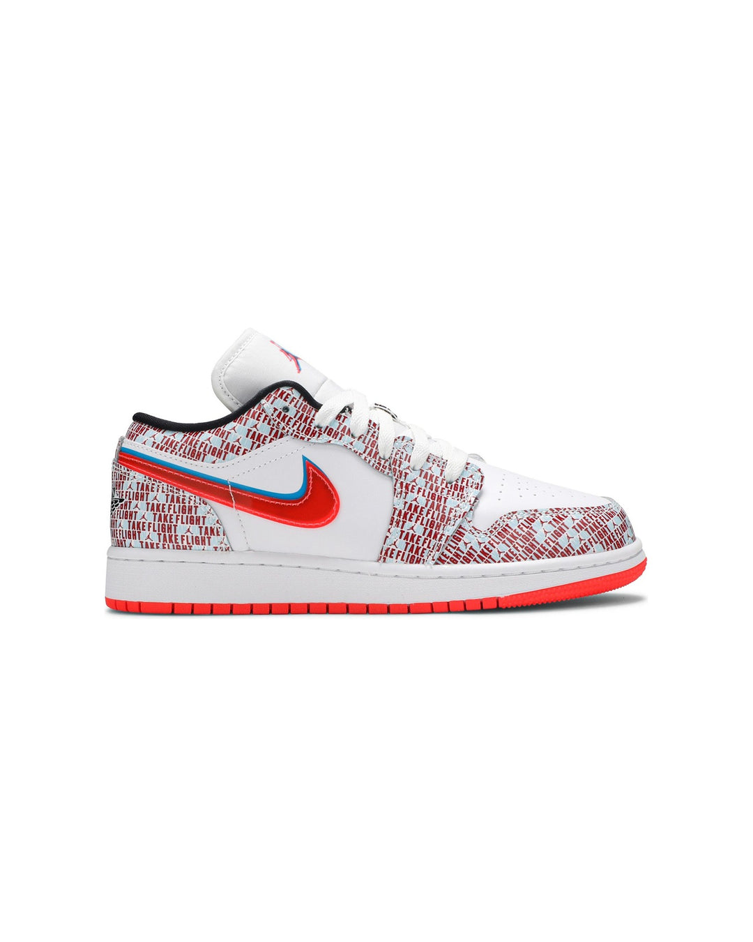 NIKE KIDS' AIR JORDAN 1 LOW SE GS TAKE FLIGHT סניקרס נוער נייקי אייר ג׳ורדן 1 לואו לבן ואדום - מידות נוער 35.5-40