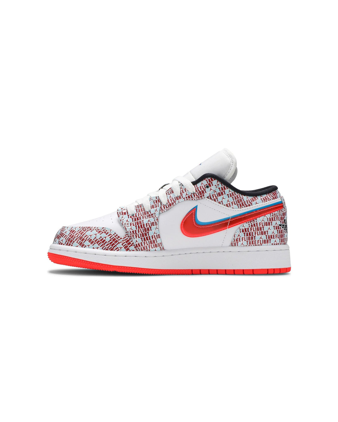 NIKE KIDS' AIR JORDAN 1 LOW SE GS TAKE FLIGHT סניקרס נוער נייקי אייר ג׳ורדן 1 לואו לבן ואדום - מידות נוער 35.5-40