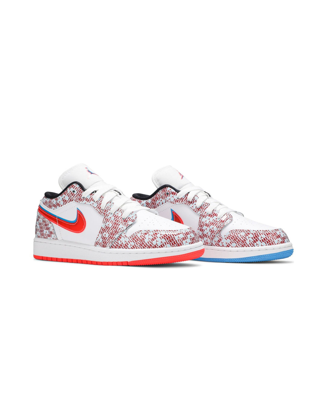 NIKE KIDS' AIR JORDAN 1 LOW SE GS TAKE FLIGHT סניקרס נוער נייקי אייר ג׳ורדן 1 לואו לבן ואדום - מידות נוער 35.5-40
