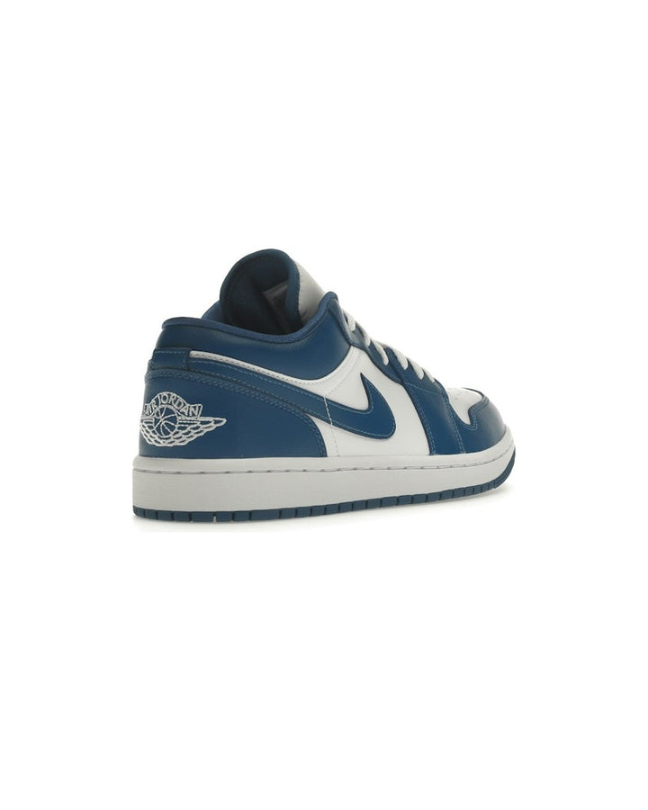 NIKE WOMEN'S AIR JORDAN 1 LOW WHITE DARK MARINA BLUE סניקרס נייקי אייר ג׳ורדן 1 לואו לבן וכחול לנשים
