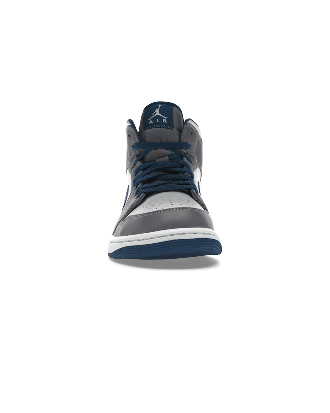 NIKE MEN'S AIR JORDAN 1 MID CEMENT GREY TRUE BLUE סניקרס נייקי אייר ג׳ורדן 1 מיד אפור לבן וכחול לגברים