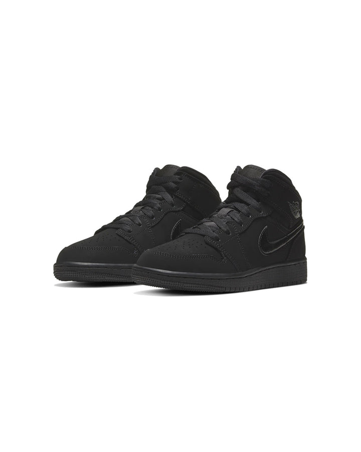 NIKE KIDS' AIR JORDAN 1 MID GS TRIPLE BLACK