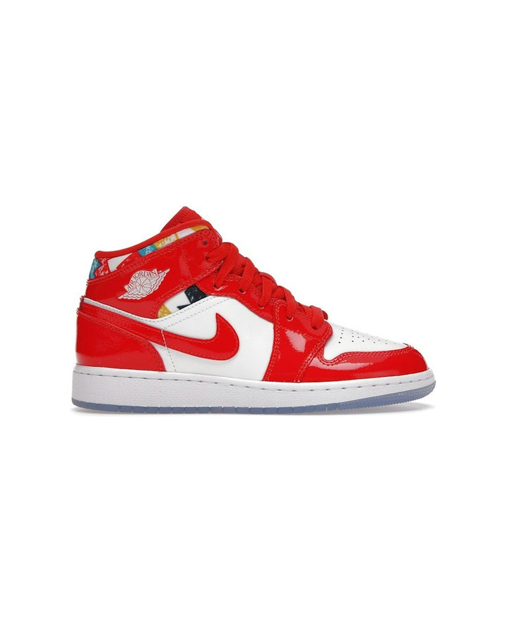 NIKE KIDS' AIR JORDAN 1 MID SE GS CHILE RED - סניקרס נוער נייקי אייר ג׳ורדן 1 מיד אדום לקה וסוודר - מידות נוער 35.5-40 - תמונה 1