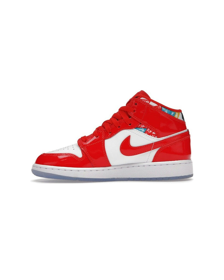 NIKE KIDS' AIR JORDAN 1 MID SE GS CHILE RED - סניקרס נוער נייקי אייר ג׳ורדן 1 מיד אדום לקה וסוודר - מידות נוער 35.5-40 - תמונה 2